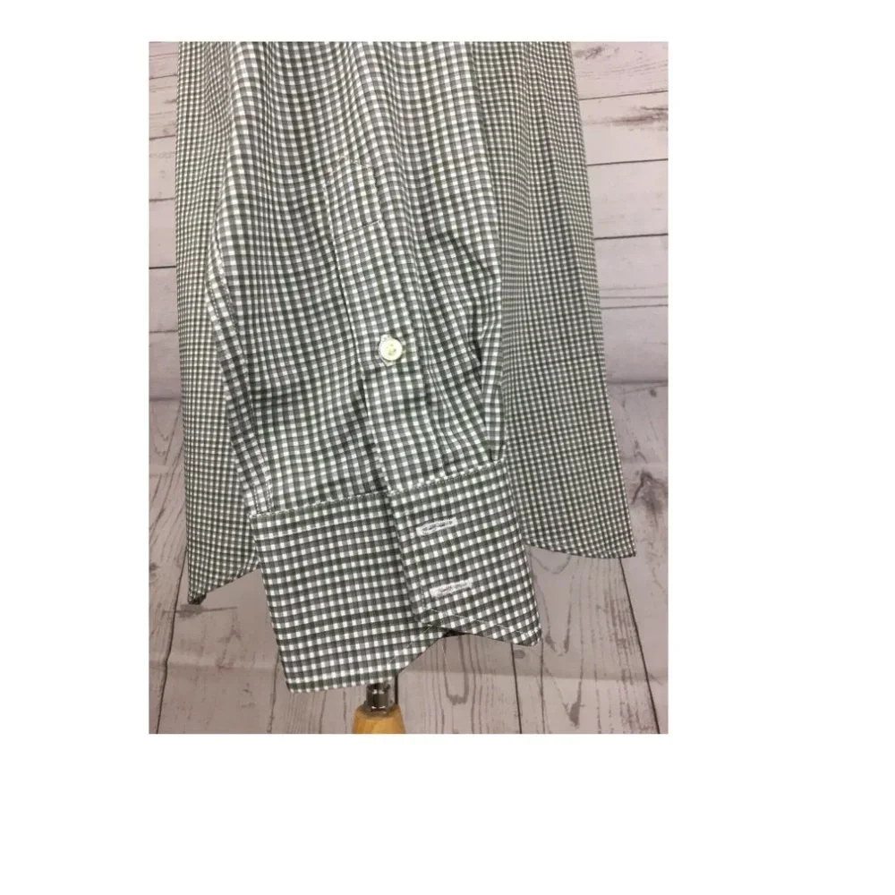 Men's Shirt Thomas Dean Green Heather Plaid Long Sleeve Size: M - Picture 5 of 7